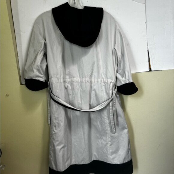 Max Mara S Reversible Trench Coat Hood Jewels  Pockets Water Repellent Jacket 4 - Picture 9 of 16